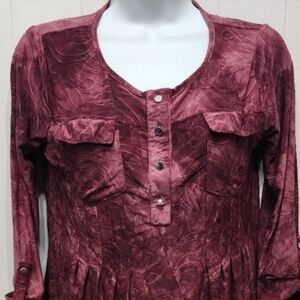 CB Established 1962 Blouse‎ Petite Small 3/4 Sleeve Half Button Pockets B291